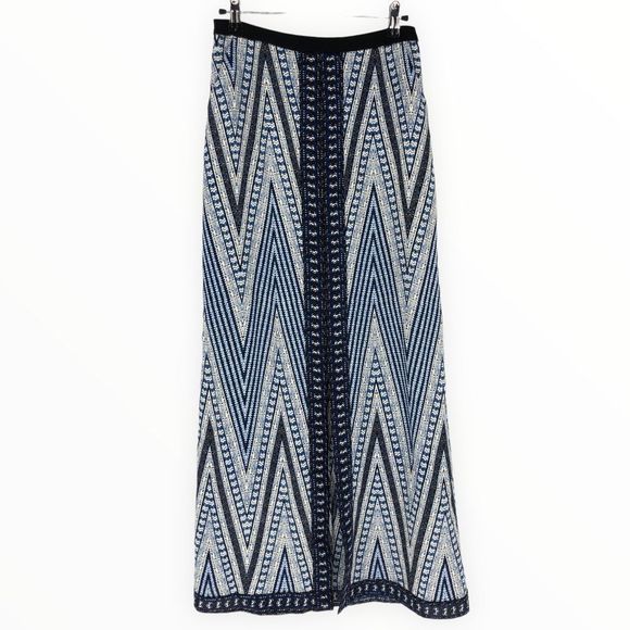BCBGMaxAzria Jane Blue Chevron Print Two-Level Skirt in Blue Sphere size XXS NWT - Picture 2 of 13